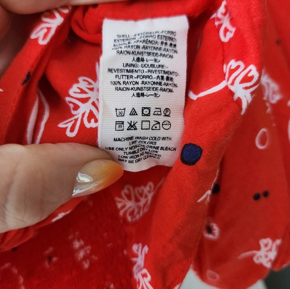 Free People Danni J Red Printed Top Size 10 - Picture 4 of 7